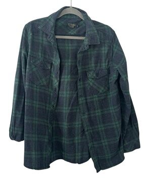 Green & Blue Plaid Design Button Down Flannel Top Shirt Ci Sono Men’s Size Large